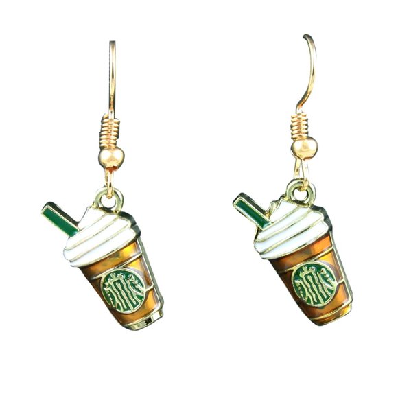 Boutique Jewelry - Enamel Earrings Coffee